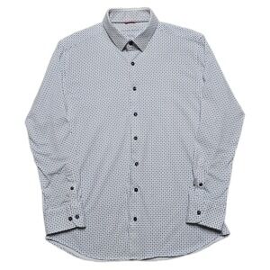 Stone Rose Mens 2XL Geometric‎ Print Long Sleeve Oxford Button Shirt Designer